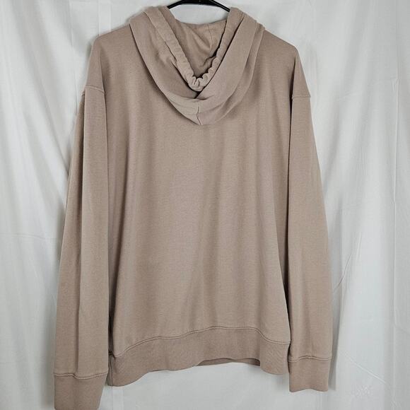 Hollister Hoodie Men Medium khaki Fleece Heavyweight Pullover Sweatshirt Casual - Picture 6 of 10